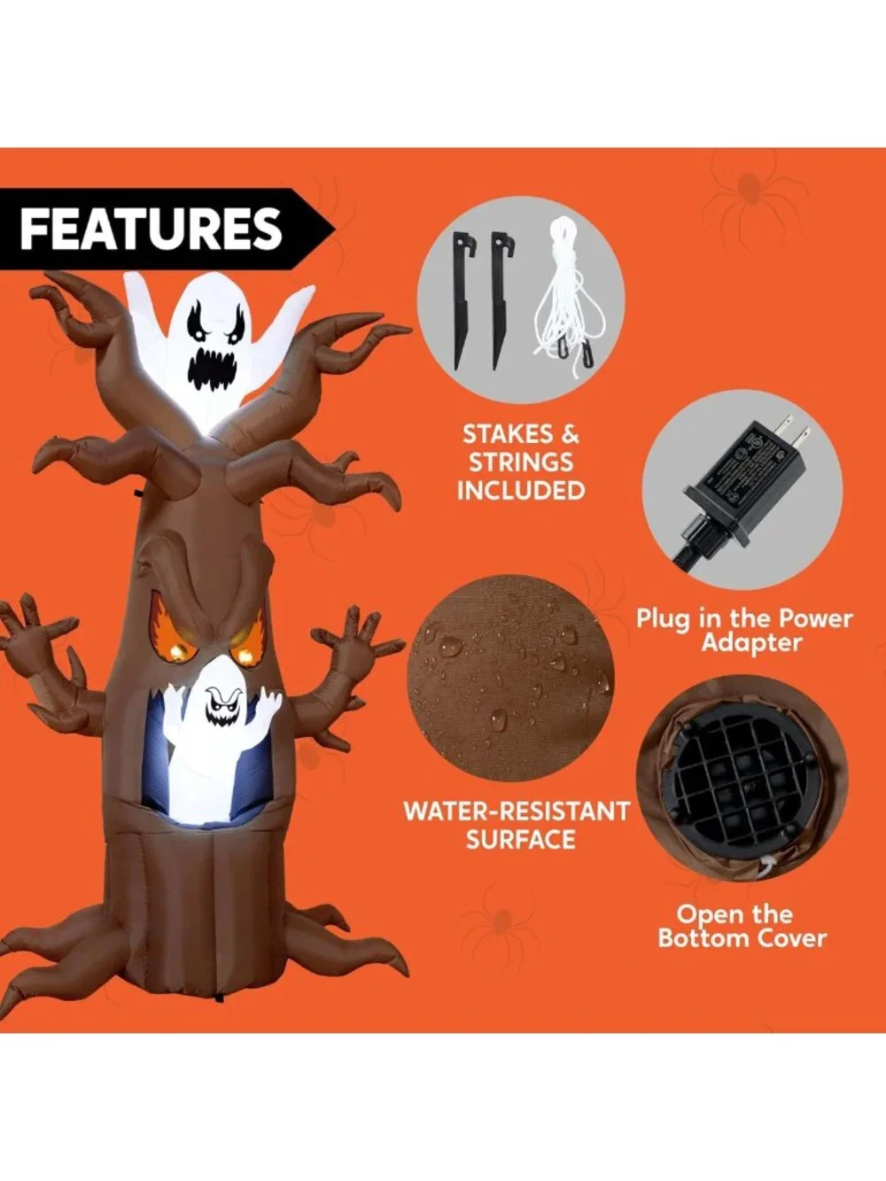 7 Ft Halloween Inflatable Tree Decor with LED Ghost - Outdoor Blow Up Yard